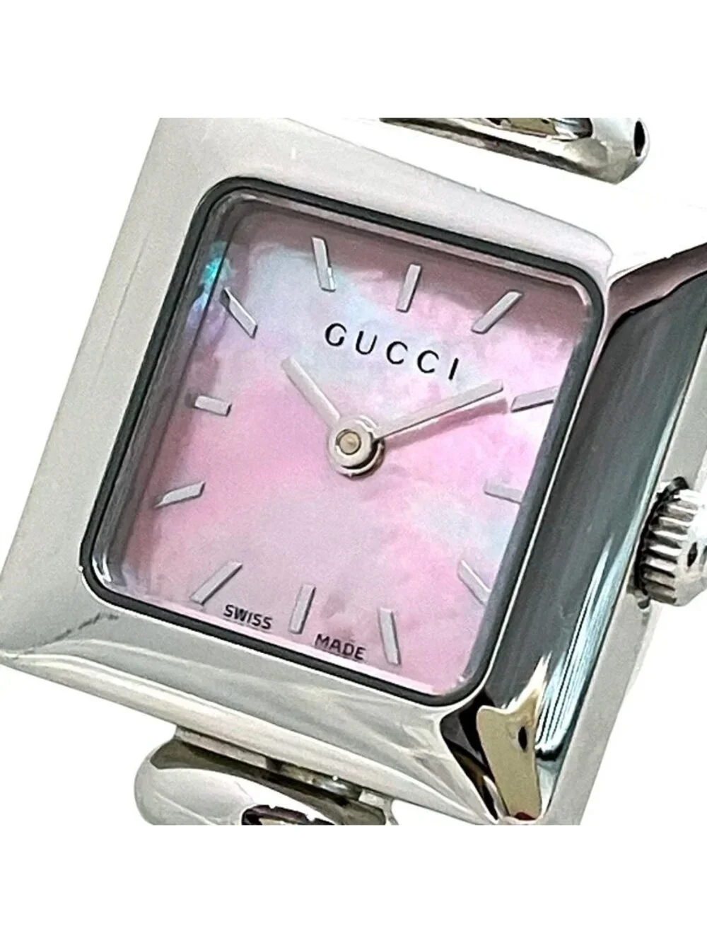 Gucci Bangle Watch SS Quartz Pink Shell Dial
